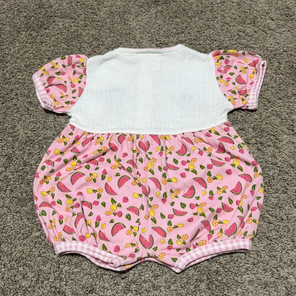 Vintage Disney Babies Minnie Mouse Romper 6/9M Fruit Watermelon Embroidered